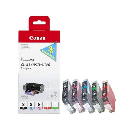 Canon CLI-8 BK/PC/PM/R/G MultiPack Original Ink Cartridge - 2