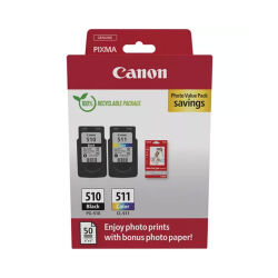 Canon PG-510/CL-511/2970B010 + 50 Fotoğraf Kağıtlı Orijinal Kartuş Avantaj Paketi - Canon