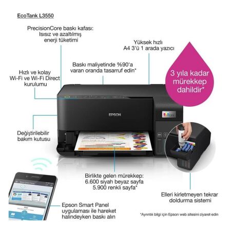 Epson Eco Tank L3550 Multifunction Printer with Ink Tank - 2