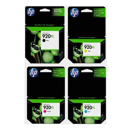 HP 920 BLACK / 920XL COLOR CD972A / CD973A / CD974A Original 4-Pack Cartridge Set - 1