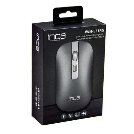 Inca IWM-531RG Bluetooth & Wireless Optical Metallic Silent Mouse Gray - 1