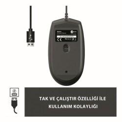 Lecoo MS101 USB Kablolu 1200DPI 3 Tuşlu Optik Mouse Siyah - 5