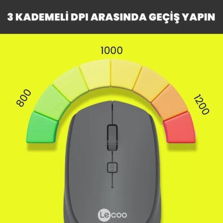 Lecoo WS202 Kablosuz 1200DPI 4 Tuşlu Optik Mouse Gri - 2