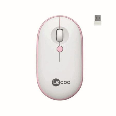 Lecoo WS212 Kablosuz 1600DPI 4 Tuşlu Optik Mouse Pembe Beyaz - 1